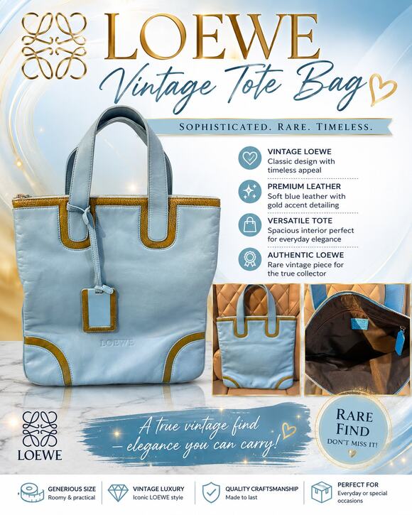 Loewe Handbags - Loewe Blue Calf-Skin Leather vintage tote